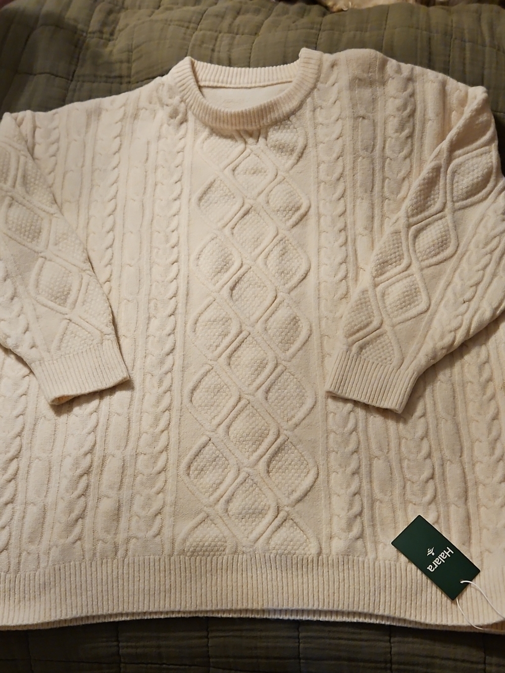 Halara Cream Cable Knit Crewneck Sweater